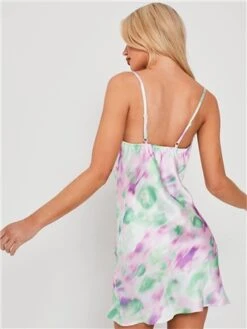 Saint Genies Pink/Green Blurred Print Dress -Deals The Lush Dresses Store 28313 3