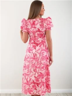 Girl In Mind Pink Floral Lillian Sweetheart Midi Dress -Deals The Lush Dresses Store 28340 3