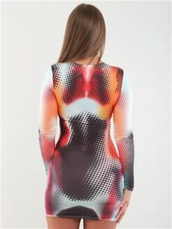 Vivichi Black / Orange Body Print Detail Bodycon Dress -Deals The Lush Dresses Store 28344 3