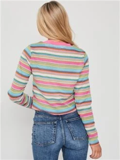 Saint Genies Pink Stripe Knit Long Sleeve Top -Deals The Lush Dresses Store 28388 3