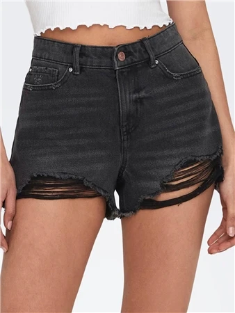 Only Black / Washed Black Pacy Hw Denim Shorts 2 Only Black / Washed Black Pacy Hw Denim Shorts - Image 2