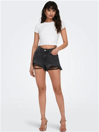 Only Black / Washed Black Pacy Hw Denim Shorts 3 Only Black / Washed Black Pacy Hw Denim Shorts - Image 3