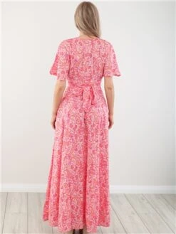 Qed Pink Pattern Button Thru Maxi Dress -Deals The Lush Dresses Store 28451 3