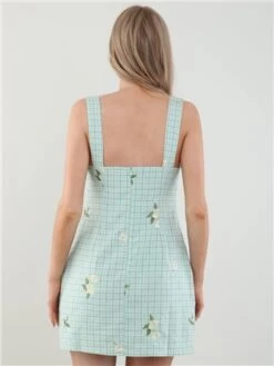 Saint Genies Green Check Floral Pinafore Dress -Deals The Lush Dresses Store 28464 3