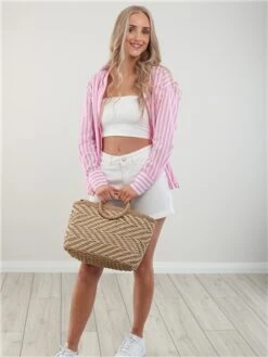 Saint Genies Pink / White Stripe Long Sleeve Shirt -Deals The Lush Dresses Store 28476 2