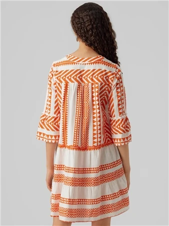 Veromoda Snow White / Orange Dicthe 3/4 Sleeve Tunic 4 Veromoda Snow White / Orange Dicthe 3/4 Sleeve Tunic - Image 4