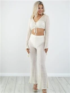 Saint Genies White Lace Crochet Trouser -Deals The Lush Dresses Store 28528 2