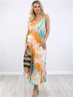 Only Coral Alma Leaf Print Dress -Deals The Lush Dresses Store 28552 2
