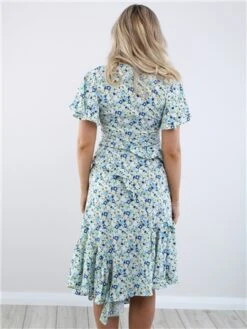 Missi London Blue Floral Print Pattern Midi Dress -Deals The Lush Dresses Store 28588 3