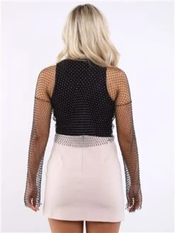 Saint Genies Black Roxy Mesh Diamante Long Sleeve Top -Deals The Lush Dresses Store 28593 3
