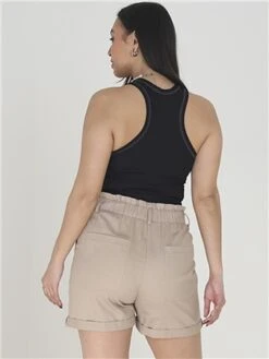 Brave Soul Stone Solid Button Up Elasticated Waist Shorts -Deals The Lush Dresses Store 28627 3