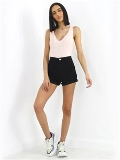 Brave Soul Black High Rise Black Denim Mini Shorts -Deals The Lush Dresses Store 28670 2