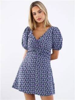 Brave Soul Black/Purple Bloom Floral Dress