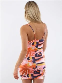 Vivichi Orange Print Pattern Slinky Mini Dress -Deals The Lush Dresses Store 28690 3