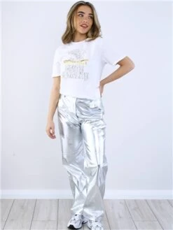 Missi London White Peace Love Print T-Shirt -Deals The Lush Dresses Store 28741 2