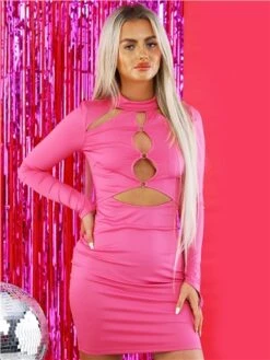 Saint Genies Raspberry Bodycon Mini Dress With Cut Out -Deals The Lush Dresses Store 28861 3