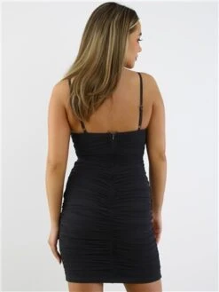 Saint Genies Black Milly Boned Detail Ruched Bodycon Mini Dress -Deals The Lush Dresses Store 28863 3