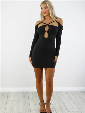 Saint Genies Black Bodycon Mini Dress With Cut Out 3 Saint Genies Black Bodycon Mini Dress With Cut Out - Image 3