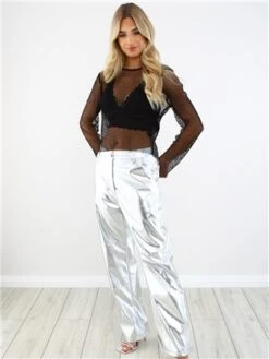 Noisy May Black / Black Yara L/S O-Neck Mesh Net Top -Deals The Lush Dresses Store 28987 2