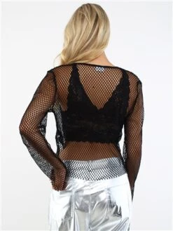 Noisy May Black / Black Yara L/S O-Neck Mesh Net Top -Deals The Lush Dresses Store 28987 3