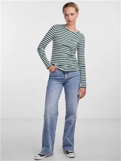 Pieces Green/Cloud Dancer Ruka Stripe Top -Deals The Lush Dresses Store 28991 2