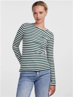 Pieces Green/Cloud Dancer Ruka Stripe Top