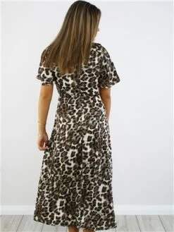 Girl In Mind Animal Print Serena Angel Sleeve Split Leg Midi Dress -Deals The Lush Dresses Store 29060 3