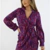 Girl In Mind Purple Ellie Collar Detail Wrap Mini Dress