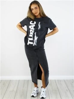 Amplified Charcoal Tupak Shakur Printed T-Shirt -Deals The Lush Dresses Store 29066 2