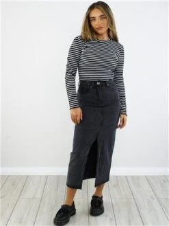 Brave Soul Black / White Contrast Stripe Long Sleeve High Neck Top -Deals The Lush Dresses Store 29068 2