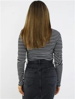 Brave Soul Black / White Contrast Stripe Long Sleeve High Neck Top -Deals The Lush Dresses Store 29068 3