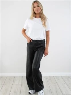 Only Black / Black Madison Life Hw Wide Faux Leather Pant -Deals The Lush Dresses Store 29175 2