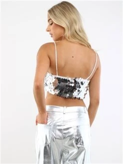 Glamorous Silver Large Sequin Strappy Crop Top 7 Glamorous Silver Large Sequin Strappy Crop Top -Deals The Lush Dresses Store 29195 3