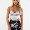 Saint Genies Silver Layla Satin Lace Up Back Crop Top