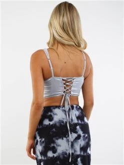 Saint Genies Silver Layla Satin Lace Up Back Crop Top -Deals The Lush Dresses Store 29198 3