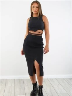 Saint Genies Black Tie Rib Sleeveless Top -Deals The Lush Dresses Store 29200 2