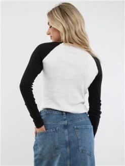 Brave Soul Black / Cream Suzie Raglan Rib Top -Deals The Lush Dresses Store 29205 3