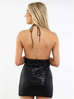 Saint Genies Black Sequin Halter Neck Mini Dress -Deals The Lush Dresses Store 29405 3