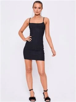 Saint Genies Black Adelaide Strappy Diamante Mini Bodycon Dress -Deals The Lush Dresses Store 29443 2