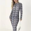 Brave Soul Abstract Print Jersey Mesh Long Sleeve Maxi