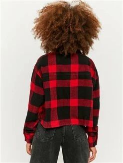 Tally Weijl Black / Red Cropped Check Shacket -Deals The Lush Dresses Store 29483 3