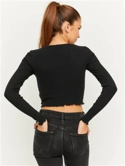 Tally Weijl Black Cropped Basic T-Shirt -Deals The Lush Dresses Store 29486 3
