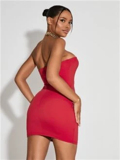 Saint Genies Red Gemstone Bandeau Mini Dress -Deals The Lush Dresses Store 29513 3