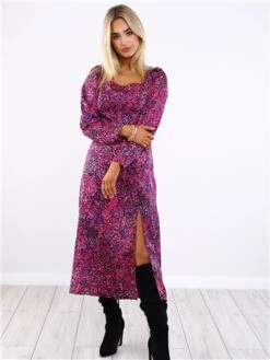 Girl In Mind Purple Pattern Denver Square Neck Midi Dress 6 Girl In Mind Purple Pattern Denver Square Neck Midi Dress -Deals The Lush Dresses Store 29532 2