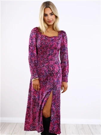 Girl In Mind Purple Pattern Denver Square Neck Midi Dress 1 Girl In Mind Purple Pattern Denver Square Neck Midi Dress