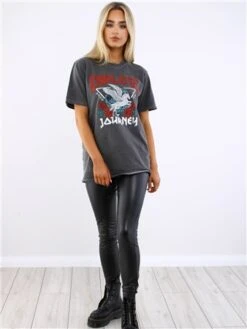 Missi London Acid Wash Charcoal Endless Journey Print T-Shirt -Deals The Lush Dresses Store 29538 2