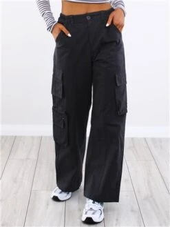 Saint Genies Black Cargo Trousers