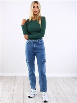 Noisy May Medium Blue Denim Moni Cargo Jean -Deals The Lush Dresses Store 29548 2