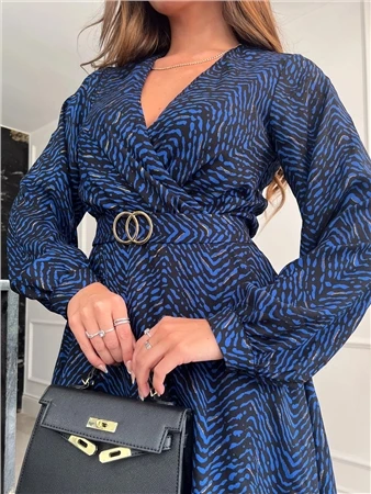 Girl In Mind Blue Tammy Print Long Sleeve Skater Mini Dress 2 Girl In Mind Blue Tammy Print Long Sleeve Skater Mini Dress - Image 2