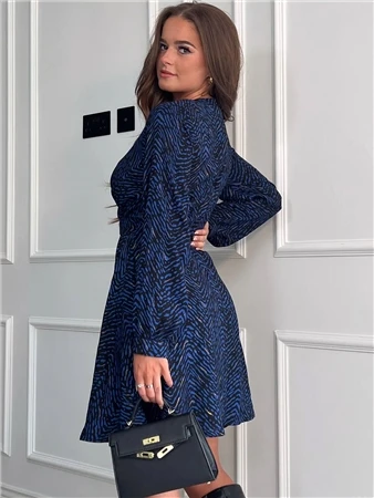 Girl In Mind Blue Tammy Print Long Sleeve Skater Mini Dress 4 Girl In Mind Blue Tammy Print Long Sleeve Skater Mini Dress - Image 4